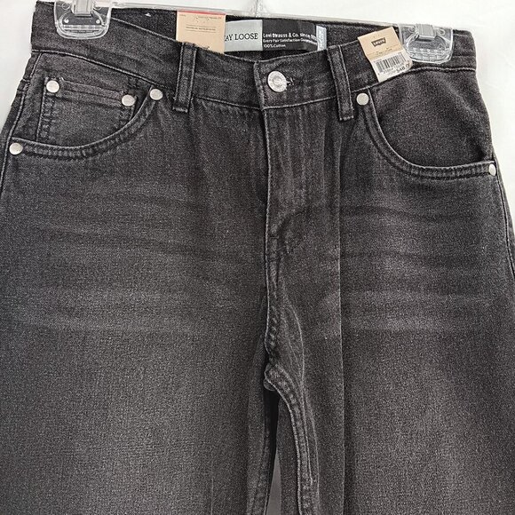 NEW LEVI'S SILVER TAB Stay loose Boy Jeans Black Size 14 Straight leg - Picture 2 of 9